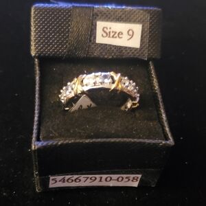 New Sterling Silver  BLUE/CLEAR DIAMONIQUE RING